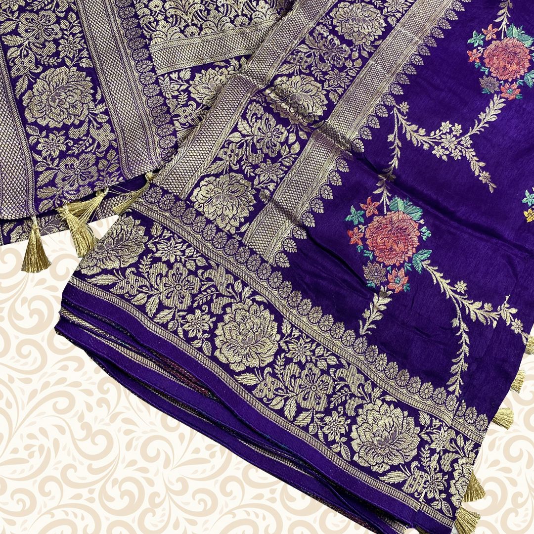 Munga Silk Saree with Jaal Work and Meena weaving