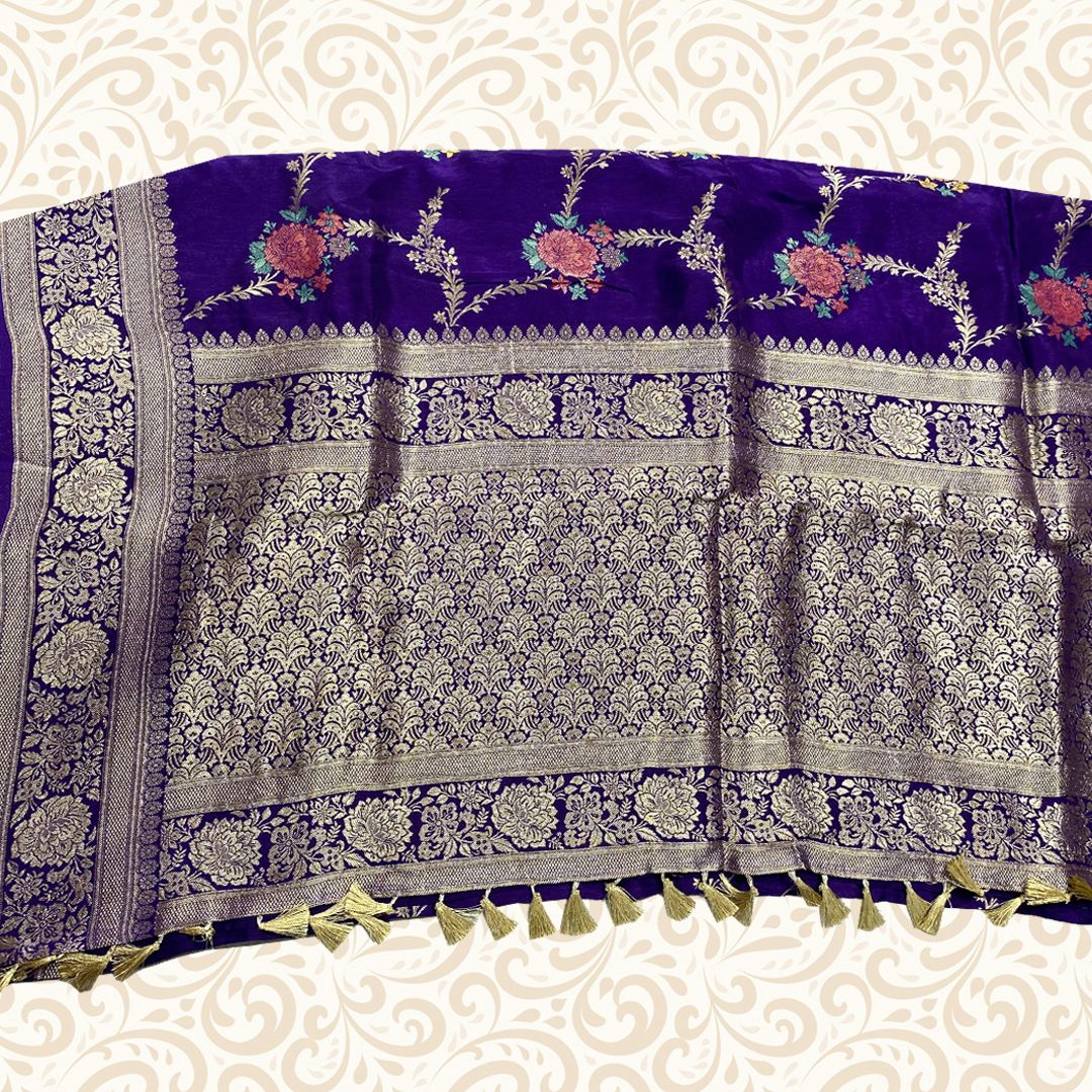 Munga Silk Saree with Jaal Work and Meena weaving