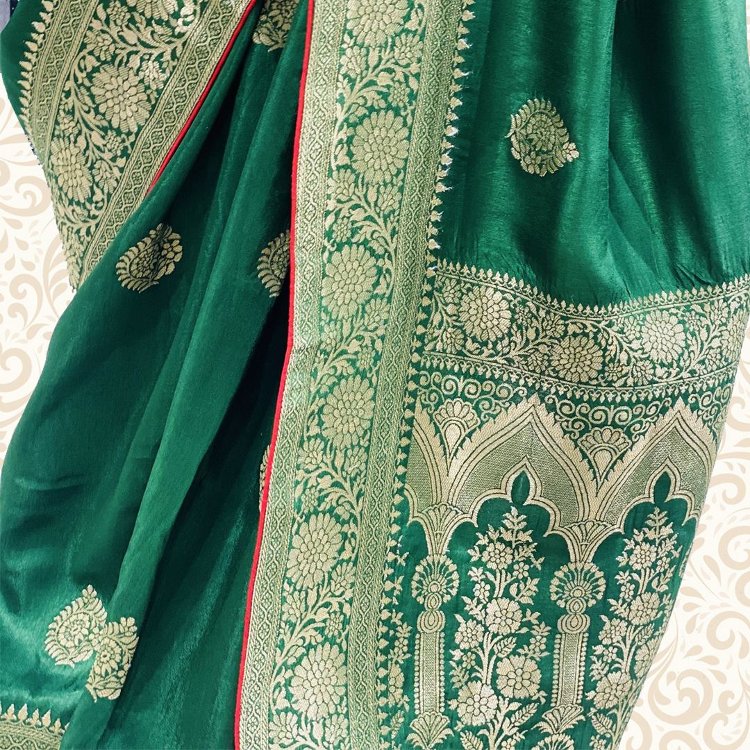 Munga Silk Saree Leaf Motif