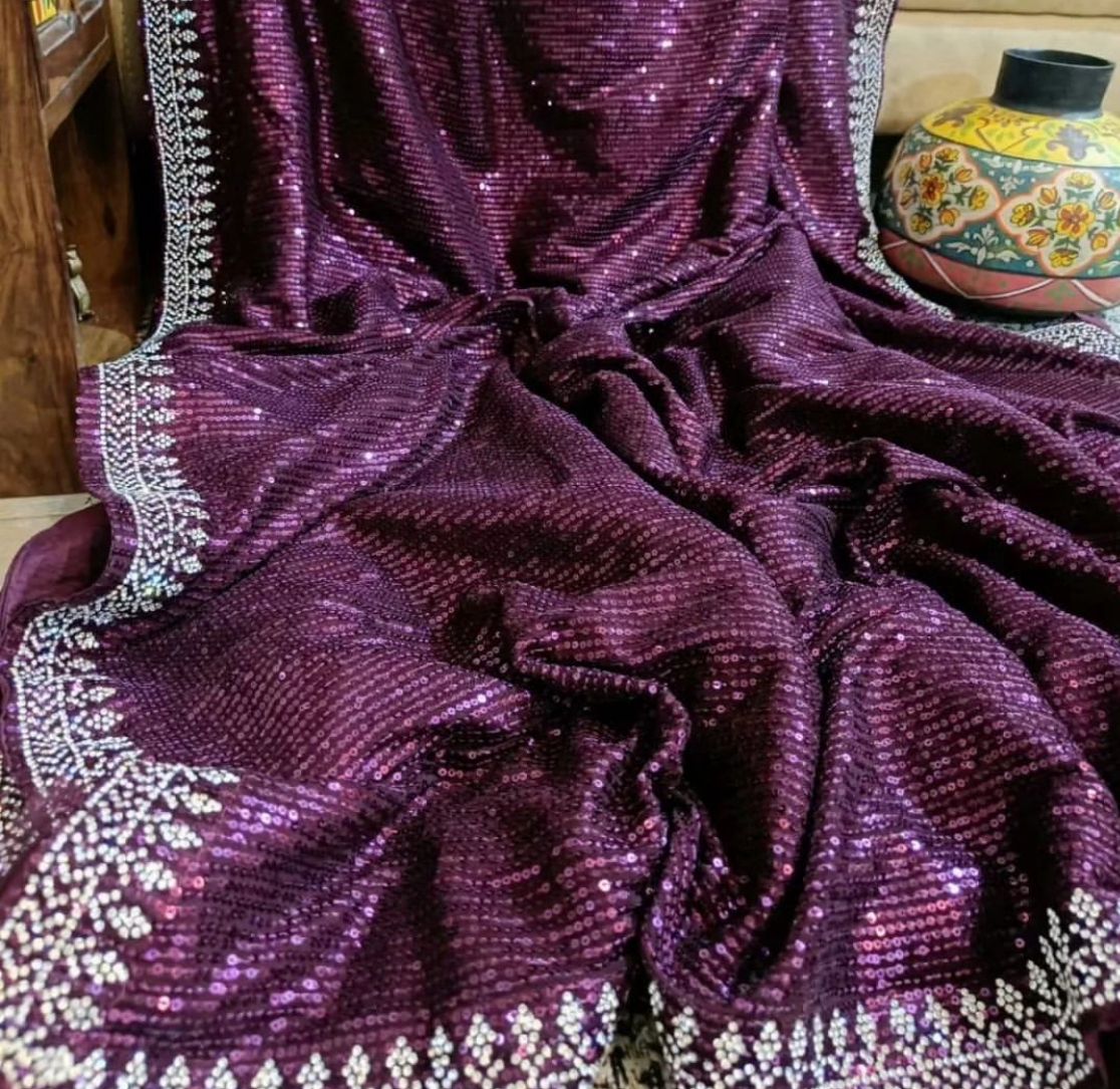 Sequins Saree with Jarkhan Work