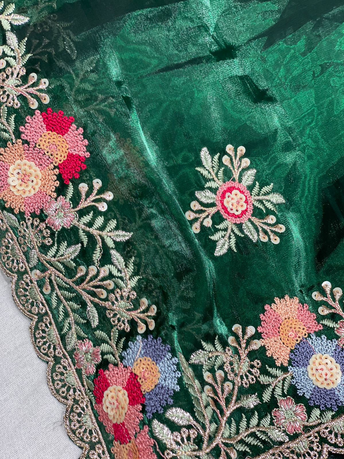 Organza Saree with Embroidery