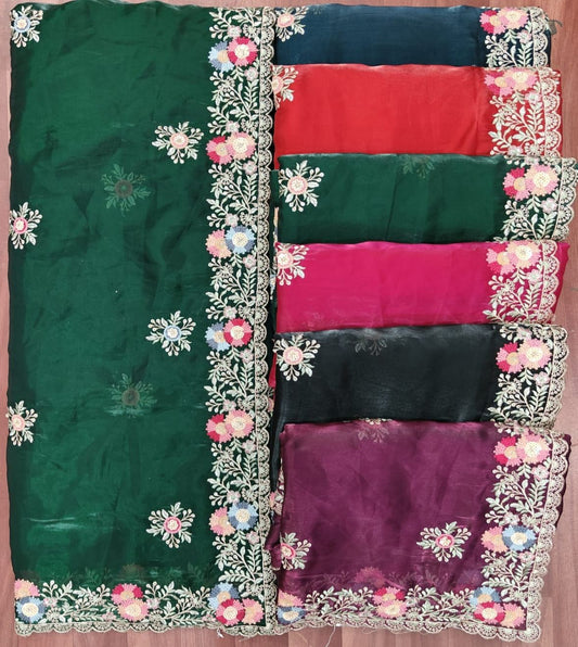 Organza Saree with Embroidery