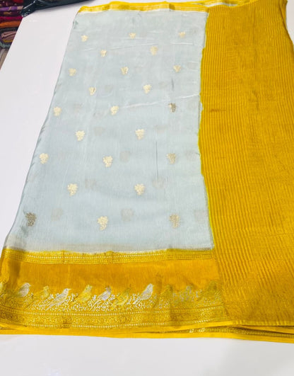 Munga Crepe Silk - Yellow and Grey Combination